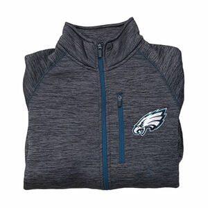 NFL Philadelphia Eagles Gray Full Zip Fleece Jacket Large